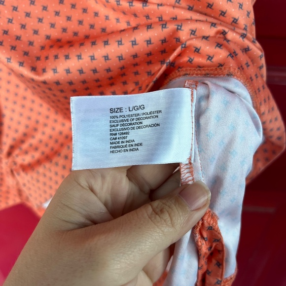 Greg Norman Orange Large Short Sleeve Polo Golf Shirt - Picture 4 of 8